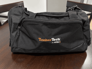 Black TimberTech branded duffel bag